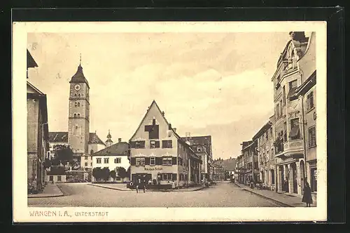 AK Wangen/ Allgäu, Nikolaus Schaffi in der Strasse Unterstadt