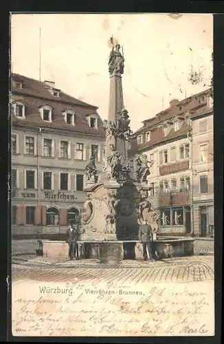 AK Würzburg, Vierröhrenbrunnen in der Domstrasse