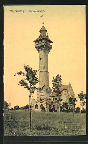 AK Würzburg, Gasthaus Frankenwarte aus der Ferne