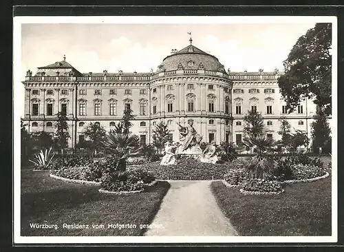 AK Würzburg, Residenz vom Horfgarten gesehen