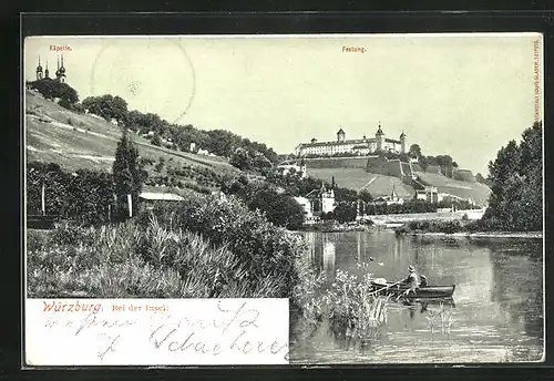 AK Würzburg, Bei der Insel mit Käpelle und Festung