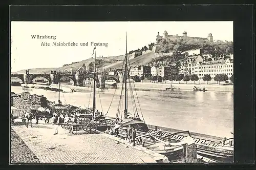 AK Würzburg, Alte Mainbrücke und Festung