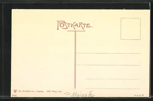 Künstler-AK Würzburg, Mainufer von der Festung aus gesehen