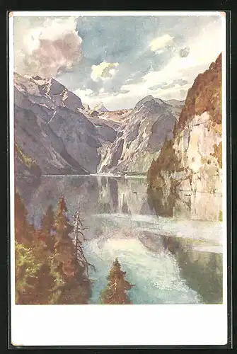 Künstler-AK Edward Harrison Compton: Königssee, Falkensteinwand