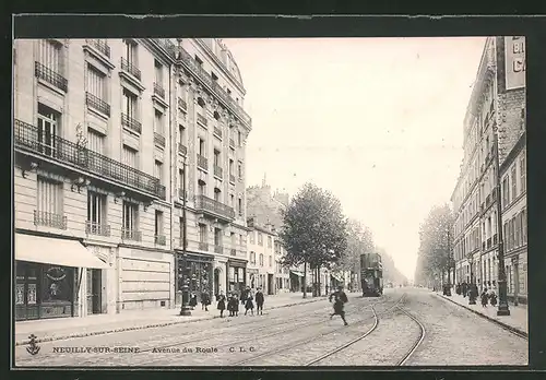 AK Neuilly-sur-Seine, Avenue du Roule, Strassenbahn