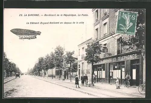 AK La Garenne, Boulevard de la République, La Poste, Zeppelin