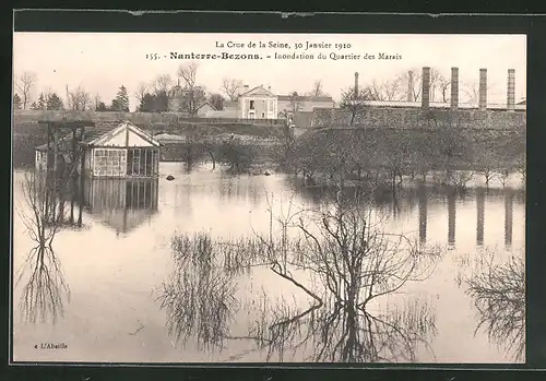 AK Nanterre-Bezons, La Crue de la Seine 1910, Inondation du Quartier des Marais, Hochwasser