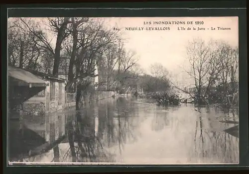 AK Neuilly-Levallois, Les Inondations de 1910, L`Ile de la Jatte, Hochwasser
