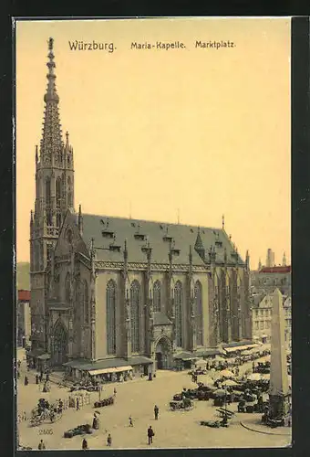 AK Würzburg, Maria-Kapelle, Marktplatz