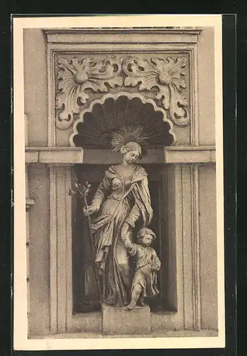 AK Würzburg, Häuserschmuck, Madonna mit Kind, Semmelstrasse 20