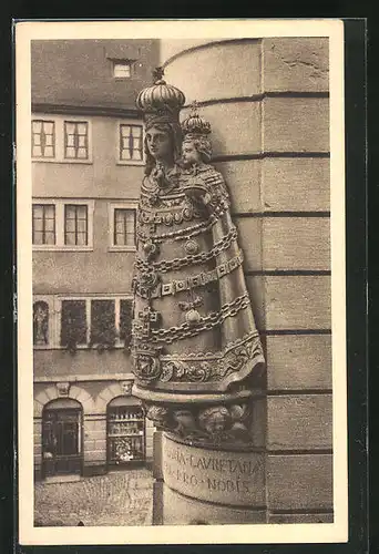 AK Würzburg, Häuserschmuck, Madonna, Strasseneck Blasiusgasse-Schmalzmarkt