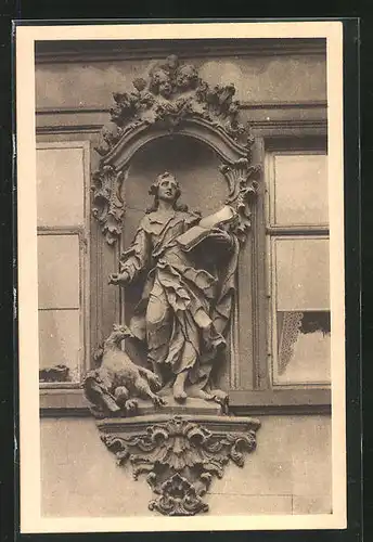 AK Würzburg, Häuserschmuck, Hl. Johannes der Evangelist, Heinestrasse 7