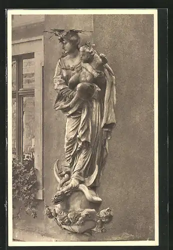 AK Würzburg, Würzburger Häuserschmuck, Madonna mit Kind, Sterngasse Ecke Domstrasse