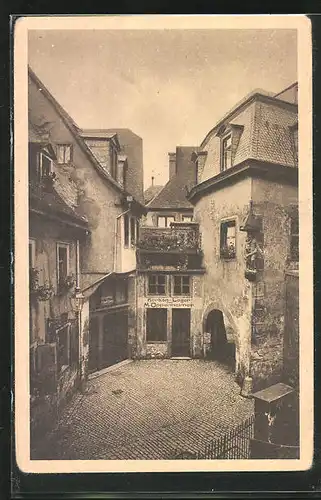 AK Würzburg, Dettelbacher-Gasse mit Bauernhof