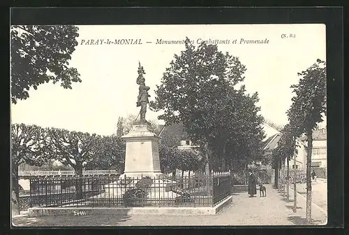 AK Paray-le-Monial, Monument des Combattants et Promenade