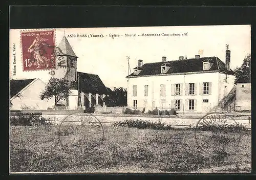 AK Asnières, Eglise et Mairie