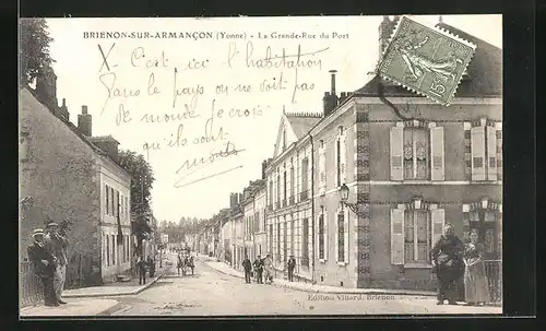 AK Brienon-sur-Armancon, La Grande-Rue du Port, Strassenpartie