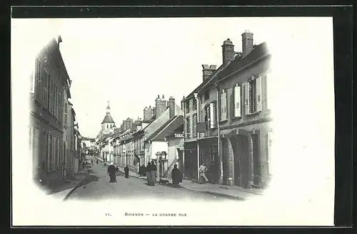 Mondschein-AK Brienon, La Grande Rue, Strassenpartie