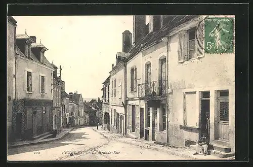 AK Vézelay, La Grande-Rue, Strassenpartie