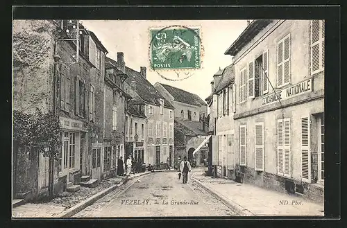 AK Vézelay, La Grande-Rue, Strassenpartie