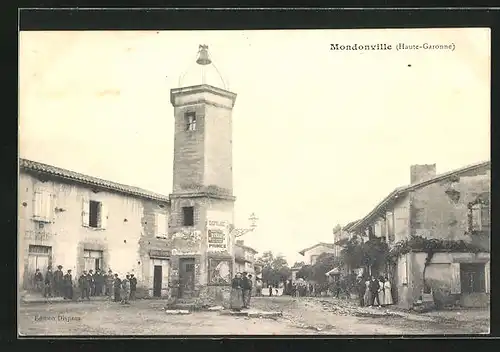 AK Mondonville, Ortspartie mit Turm