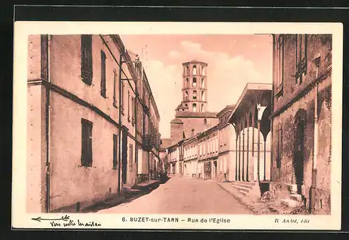 AK Buzet-sur-Tarn, Rue de l`Eglise, Strassenpartie