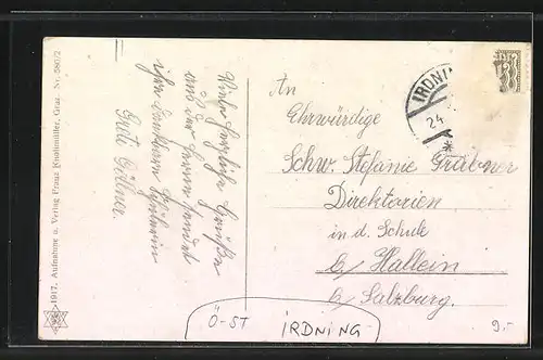 AK Irdning, Gasthaus Villa Falkenhof, Villenviertel, K. K. Bezirksgericht