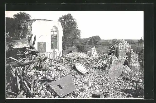 AK Vimy, Kirche in Trümmern