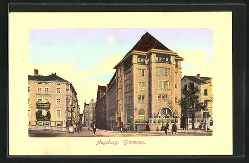 AK Augsburg, Grottenau, Blick in eine Strasse