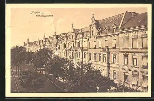 AK Augsburg, Blick in die Bahnhofstrasse