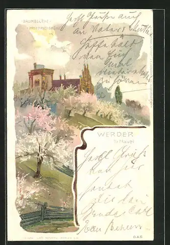 Lithographie Werder / Havel, Gasthaus Schloss Friedrichshöhe