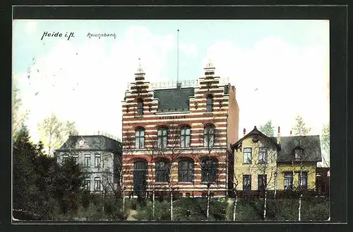 AK Heide i. H., Blick die Reichsbank in der Marktstrasse