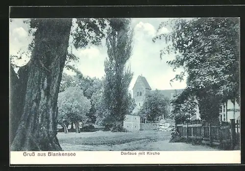 AK Blankensee, Dorfaue mit Kirche