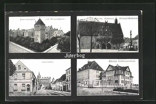 AK Jüterbog, Königliches Lehrerseminar, Dammtor, Kasernement mit Wasserturm