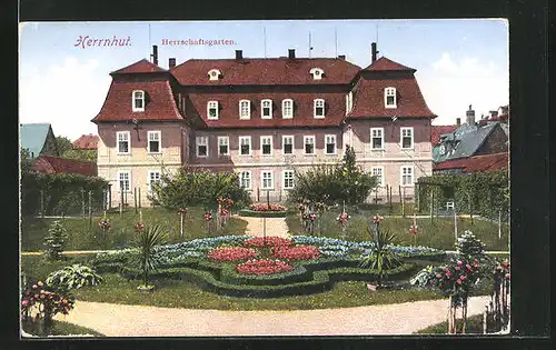 AK Herrnhut, Partie im Herrschaftsgarten
