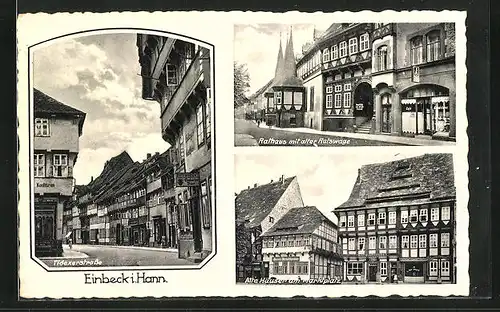 AK Einbeck i. Hann, Gasthaus in der Tidexerstrasse, Rathaus mit alter Ratswage