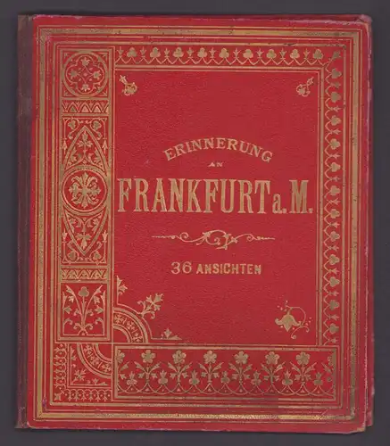 Leporello-Album Frankfurt / Main, mit 14 Lithographie-Ansichten, neue - und alte Synagoge, Hauptbahnhof Aussen & Innen