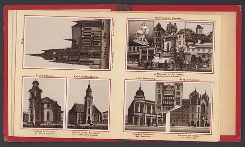 Leporello-Album Frankfurt / Main, mit 14 Lithographie-Ansichten, neue - und alte Synagoge, Hauptbahnhof Aussen & Innen