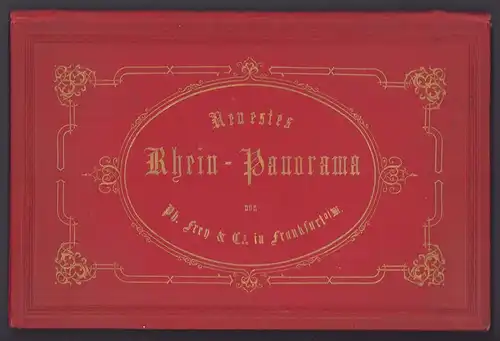 Leporello-Album Köln bis Mainz, mit 16 Lithographie-Ansichten, Rhein-Panorama, Synagoge zu Köln, Loreley, Eltville u.a.