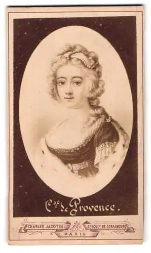 Fotografie Charles Jacotin, Paris, Boul. de Strasbourg 37, Portrait Marie Josephine von Savoy, Gräfin von Provence
