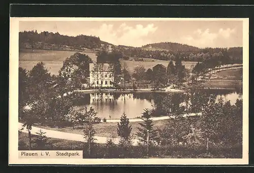 AK Plauen i. V., Stadtpark-Idylle