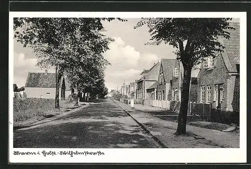 AK Marne / Holstein, Wilhelmstrasse mit Ziegelhäusern