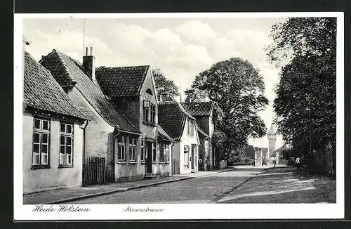 AK Heide / Holstein, Rosenstrasse mit Blick zum Wasserturm