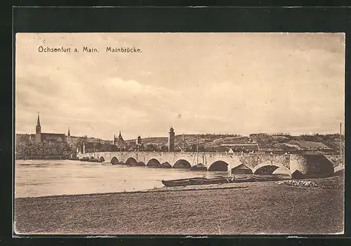 AK Ochsenfurt /Main, Gesamtansicht mit Mainbrücke