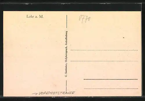 AK Lohr a. M., Vorstadtstrasse mit Handlung v. Josef Martin