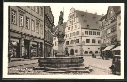 AK Kitzingen a. Main, Marktplatz mit Rathaus