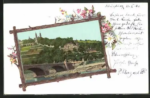 Passepartout-AK Würzburg, Mainbrücke und Käppele