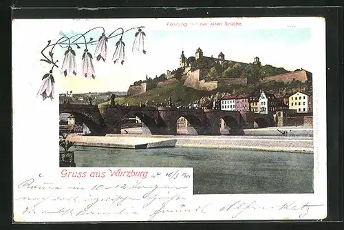 AK Würzburg, Festung mit alter Brücke