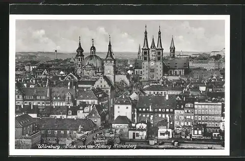 AK Würzburg, Blick von der Festung Marienburg