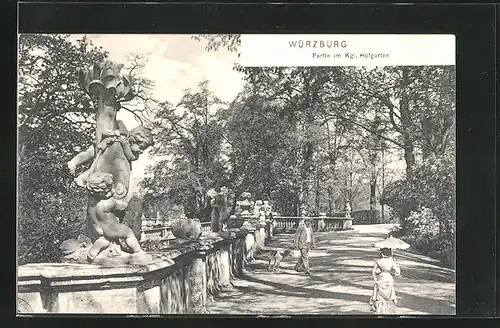 AK Würzburg, Figurengruppen im kgl. Hofgarten